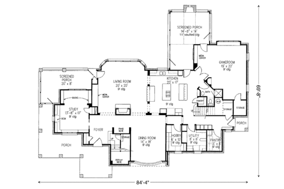 Floor Plan - Main Floor for European House Plan #410-166 - 4 bed, 5 bath