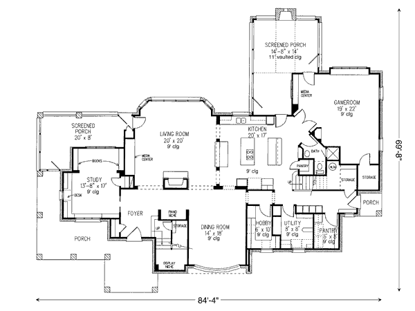 House Blueprint - European Floor Plan - Main Floor Plan #410-166