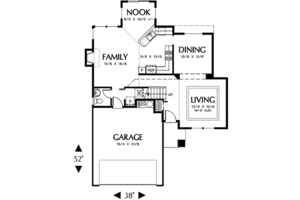 Floor Plan - Main Floor for Prairie House Plan #48-304 - 4 bed, 2.5 bath
