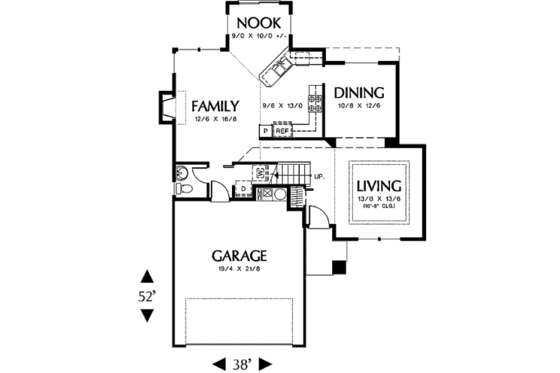 Floor Plan - Main Floor for Prairie House Plan #48-304 - 4 bed, 2.5 bath