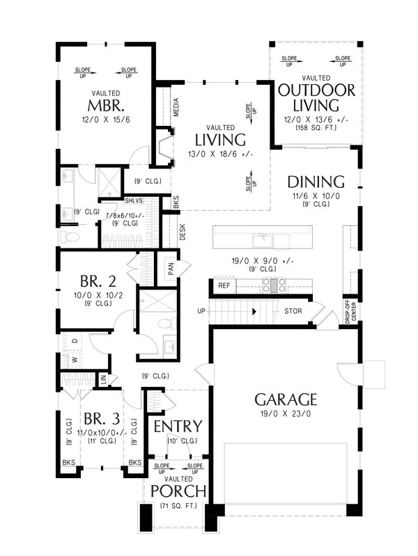 House Blueprint - Contemporary Floor Plan - Main Floor Plan #48-1174