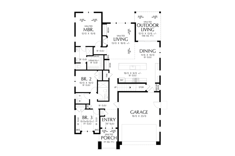 Architectural House Design - Floor Plan - Main Floor for Contemporary House Plan #48-1174 - 3 bed, 2 bath