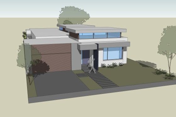 Exterior - Front Elevation 4 for Modern House Plan #496-23 - 4 bed, 2.5 bath