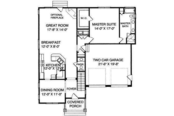Floor Plan - Main Floor for Cottage House Plan #413-805 - 3 bed, 2.5 bath