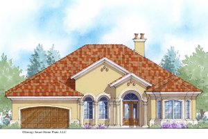 Exterior - Front Elevation 3 for Mediterranean House Plan #938-88 - 3 bed, 3.5 bath