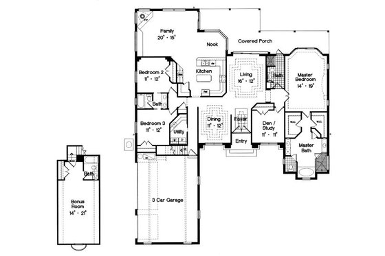 Floor Plan - Main Floor for Mediterranean House Plan #417-317 - 4 bed, 4 bath