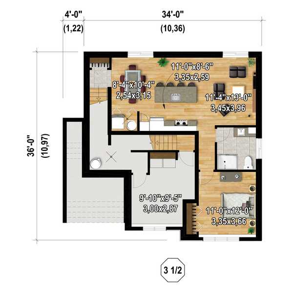 Farmhouse Floor Plan - Lower Floor Plan #25-5020