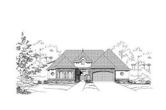 Exterior - Front Elevation for European House Plan #411-393 - 4 bed, 3 bath