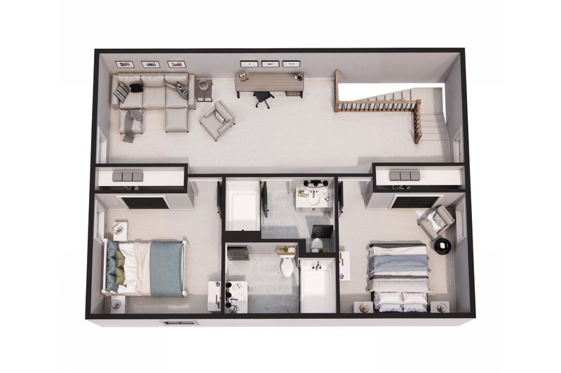 Dream House Plan - Floor Plan - Upper Floor 1 for Farmhouse House Plan #51-1260 - 3 bed, 3.5 bath