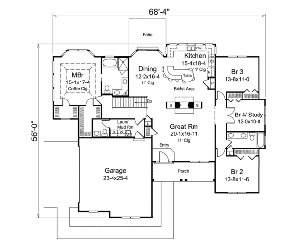 Architectural House Design - Traditional Floor Plan - Main Floor Plan #57-613