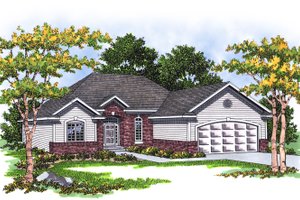 Exterior - Front Elevation for Traditional House Plan #70-129 - 3 bed, 2 bath