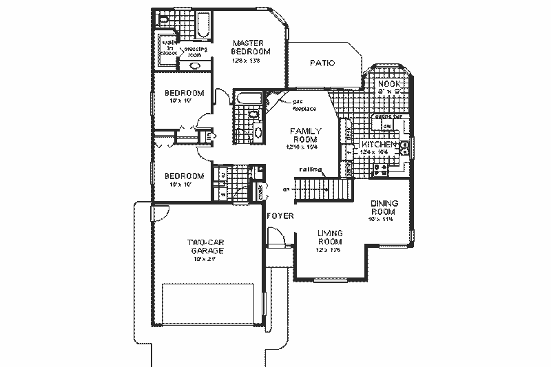 Home Plan - Floor Plan - Main Floor for Traditional House Plan #18-110 - 3 bed, 2 bath