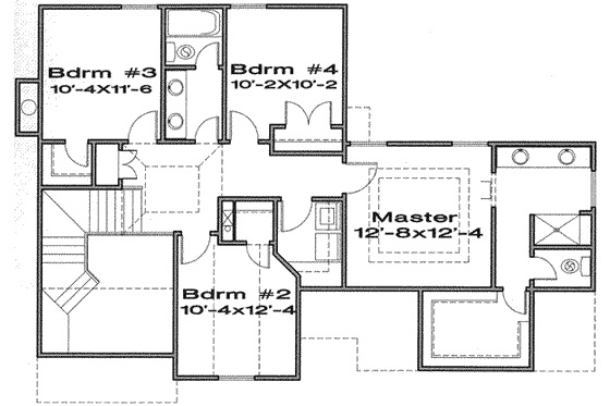 Floor Plan - Upper Floor for Traditional House Plan #6-145 - 4 bed, 2.5 bath