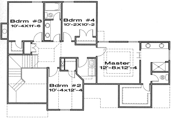 Traditional Floor Plan - Upper Floor Plan #6-145