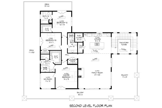 Floor Plan - Main Floor for Contemporary House Plan #932-1266 - 3 bed, 4 bath