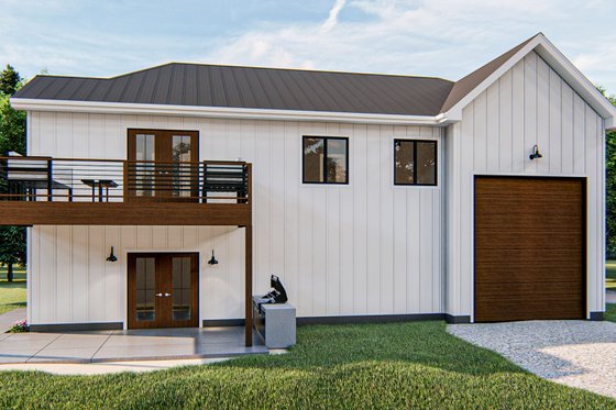 Exterior - Rear Elevation for Barndominium House Plan #455-266 - 2 bed, 1.5 bath