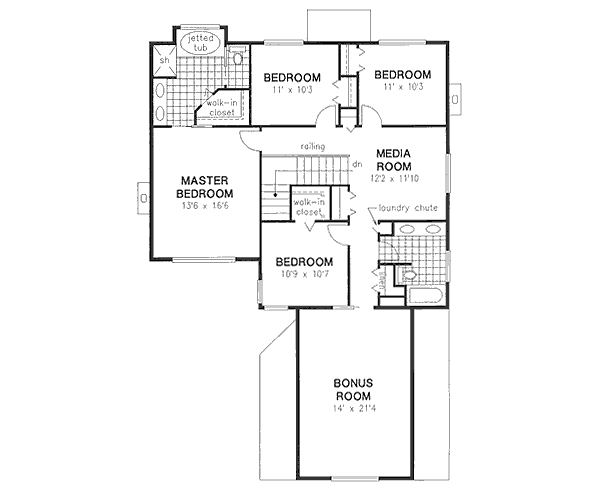 Traditional Floor Plan - Upper Floor Plan #18-8964