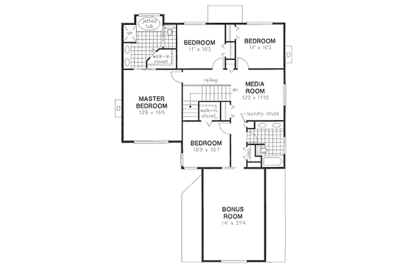 Dream House Plan - Floor Plan - Upper Floor for Traditional House Plan #18-8964 - 5 bed, 2.5 bath