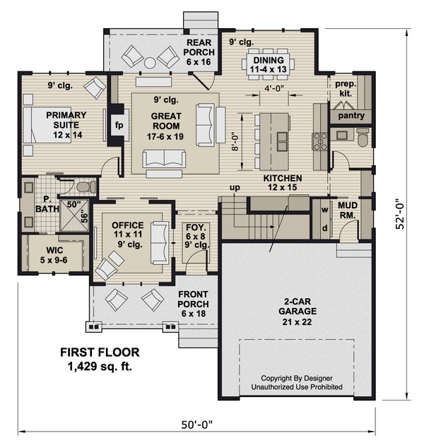 Bungalow Floor Plan - Main Floor Plan #51-1372