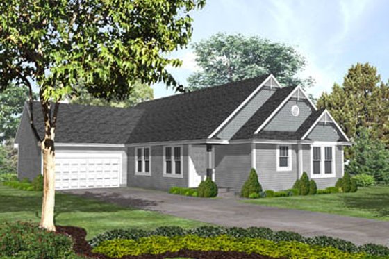 Exterior - Front Elevation for Traditional House Plan #50-133 - 2 bed, 2.5 bath