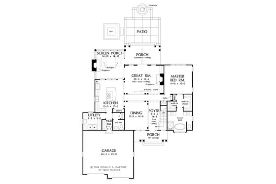 Floor Plan - Main Floor for European House Plan #929-1033 - 3 bed, 2.5 bath