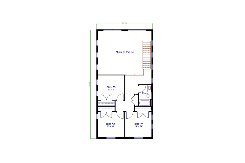 House Blueprint - Floor Plan - Upper Floor for Barndominium House Plan #1115-12 - 5 bed, 3 bath