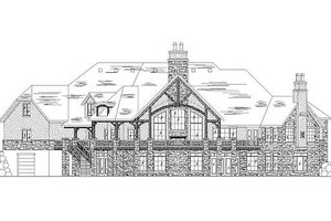 Exterior - Rear Elevation for European House Plan #5-454 - 6 bed, 7.5 bath
