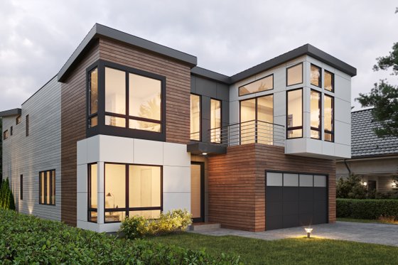 Exterior - Front Elevation 4 for Contemporary House Plan #1066-303 - 4 bed, 5 bath