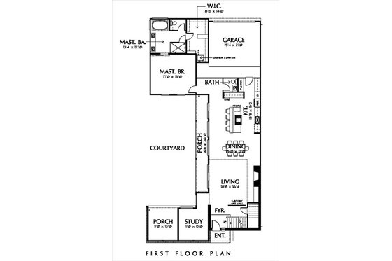 Floor Plan - Main Floor for Modern House Plan #449-2 - 3 bed, 3.5 bath