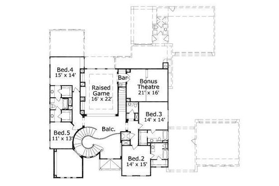 Floor Plan - Upper Floor for European House Plan #411-496 - 5 bed, 5.5 bath