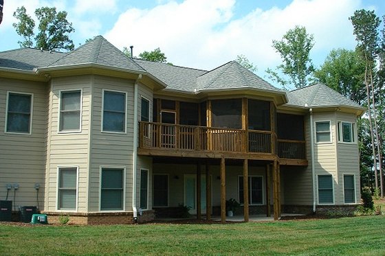 Traditional style home, rear elevation