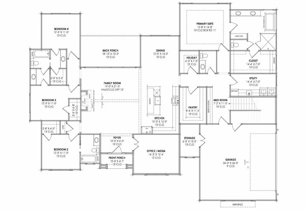 Home Plan - Floor Plan - Main Floor for Country House Plan #1096-213 - 4 bed, 3 bath