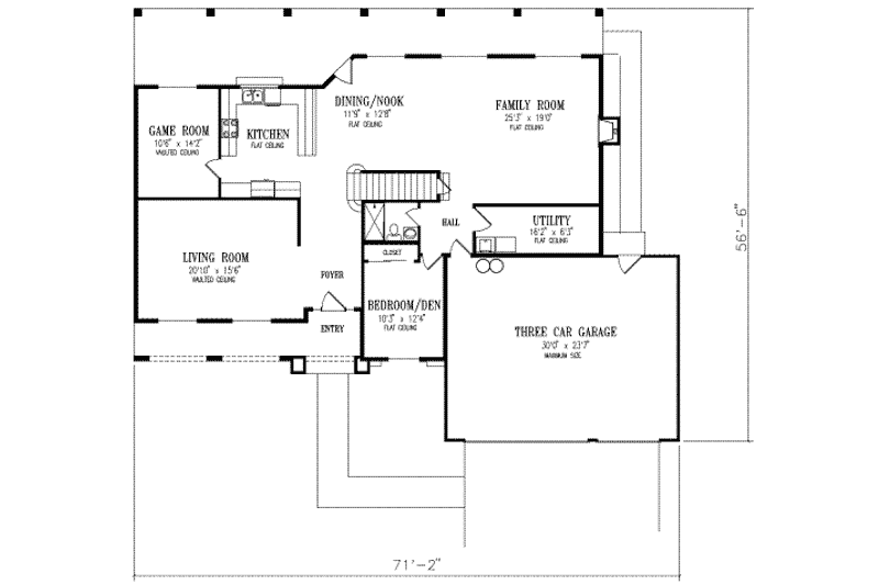 Home Plan - Floor Plan - Main Floor for Adobe / Southwestern House Plan #1-788 - 4 bed, 3 bath