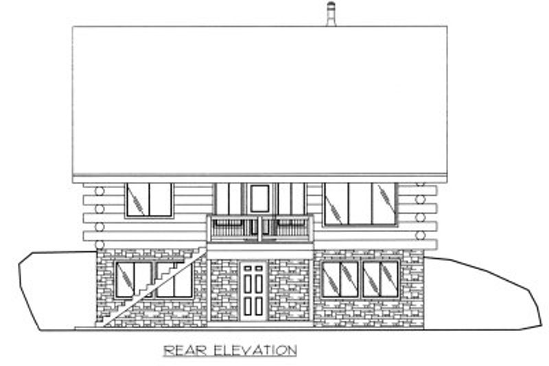 Home Plan - Exterior - Rear Elevation for Log House Plan #117-414 - 1 bed, 1 bath