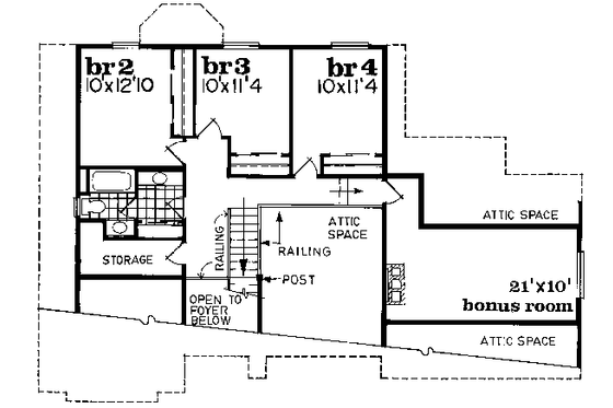 Floor Plan - Upper Floor for Tudor House Plan #47-625 - 4 bed, 2.5 bath