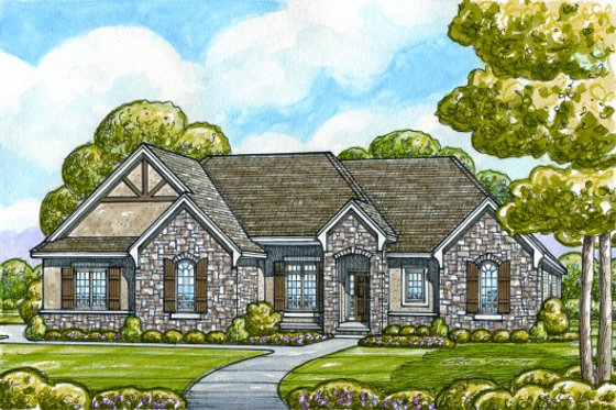 Exterior - Front Elevation 3 for Craftsman House Plan #20-2131 - 2 bed, 2.5 bath