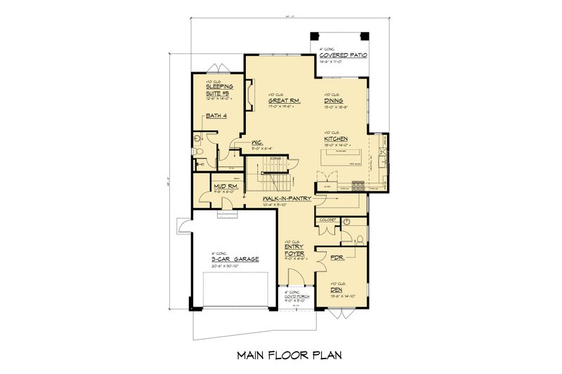House Design - Floor Plan - Main Floor for Contemporary House Plan #1066-316 - 6 bed, 4.5 bath