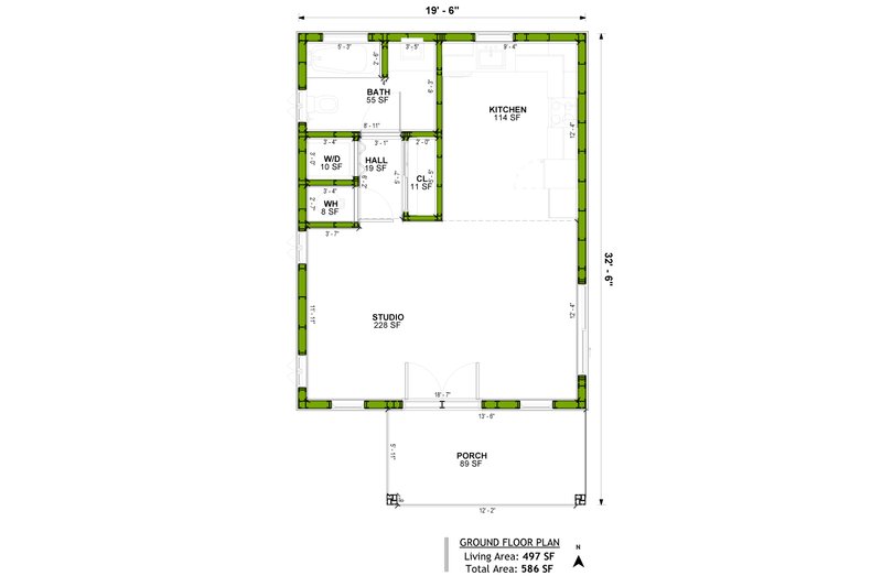 House Blueprint - Floor Plan - Main Floor for Ranch House Plan #1106-49 - 1 bed, 1 bath