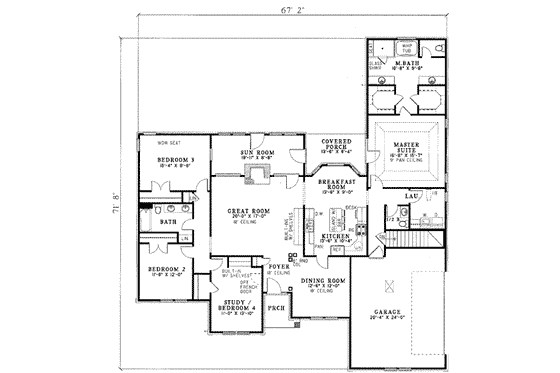Floor Plan - Main Floor for European House Plan #17-173 - 4 bed, 2.5 bath