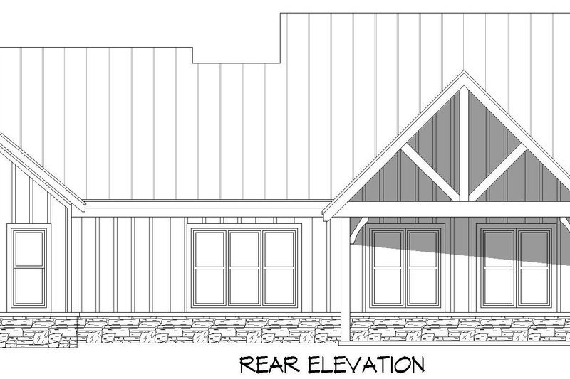 House Design - Exterior - Rear Elevation for Farmhouse House Plan #932-1209 - 4 bed, 3.5 bath