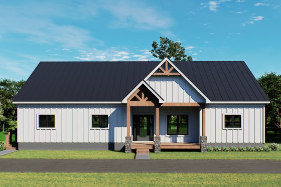 Exterior - Front Elevation 4 for Barndominium House Plan #932-1421 - 3 bed, 2 bath