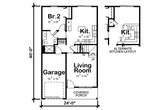 Floor Plan - Main Floor for Traditional House Plan #20-2456 - 3 bed, 2.5 bath