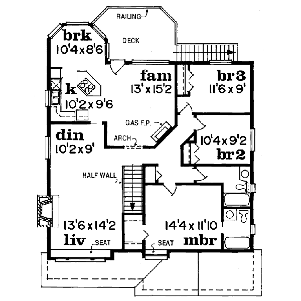 Traditional Floor Plan - Upper Floor Plan #47-245