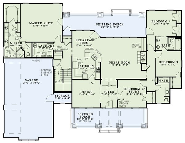 Dream House Plan - Craftsman Floor Plan - Main Floor Plan #17-3314