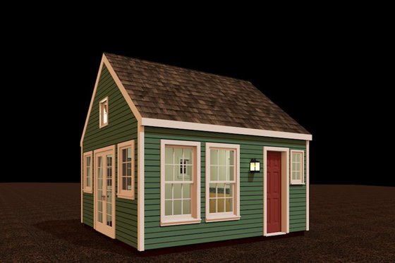 Exterior - Front Elevation for Colonial House Plan #917-26 - 1 bed, 1 bath
