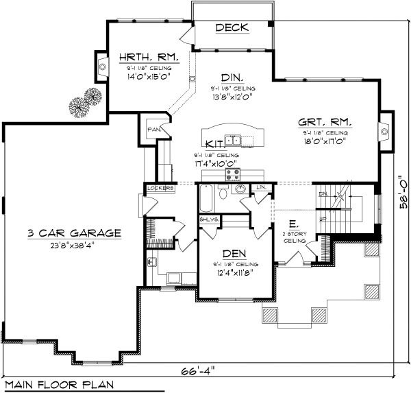 House Plan Design - Craftsman Floor Plan - Main Floor Plan #70-1125