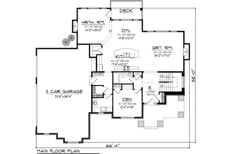 House Design - Floor Plan - Main Floor for Craftsman House Plan #70-1125 - 4 bed, 4 bath