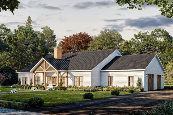 Exterior - Front Elevation 4 for Barndominium House Plan #1117-25 - 4 bed, 3.5 bath