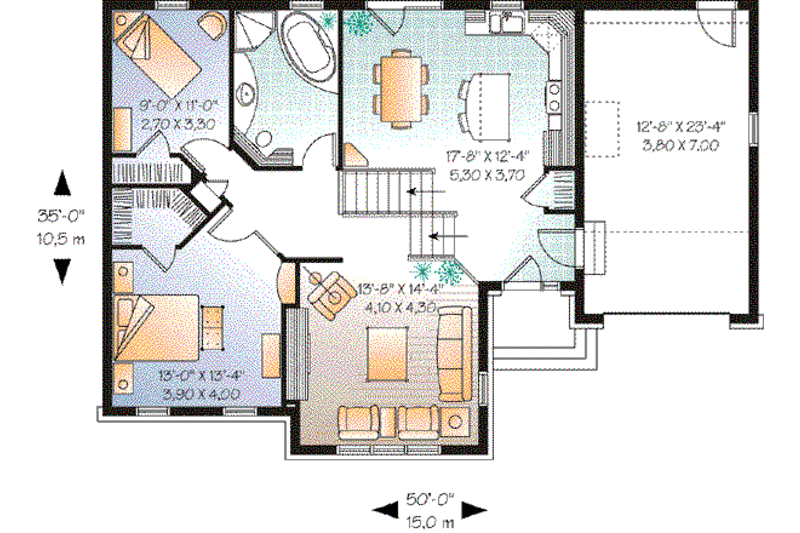 Dream House Plan - Floor Plan - Main Floor for Traditional House Plan #23-660 - 2 bed, 1 bath