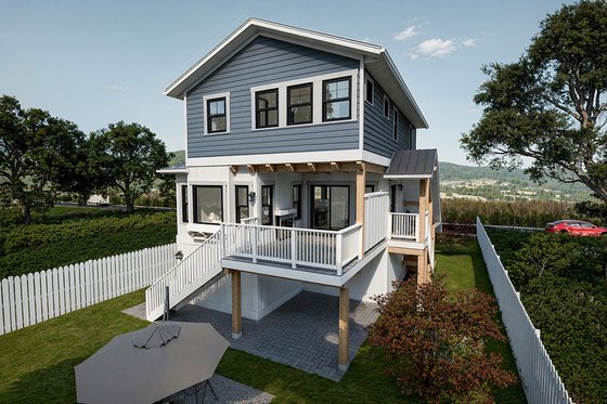 Exterior - Rear Elevation for Craftsman House Plan #1101-39 - 3 bed, 2.5 bath